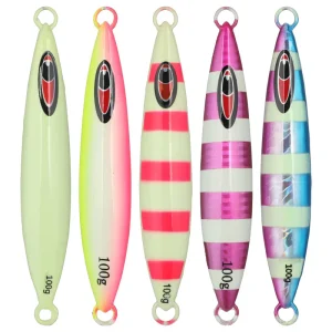 100g Printed Luminous Iron Plate Lead Artificial Hard Bait Fish Lure for Sea Boat Fishing Mackerel Tuna Red Snapper Hairtail