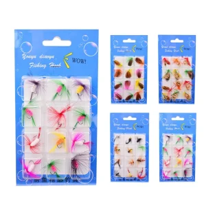 12pcs Natural Insects Flies Fishing Lures Set With Dry Fly Tying Sharpened Hook Fake Artificial Bait for Carp Trout Topwater