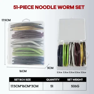 13.5cm 50pcs Soft Fishing Lure Set Spiral Noodle Worm PVC Threaded Stick Bait for Bass Mandarin Fish Snakehead