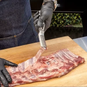 1pc Rib Membrane Removal Tool Stainless Steel BBQ Rib Skinner With Ergonomic Handle Meat Preparation Modern Kitchenware