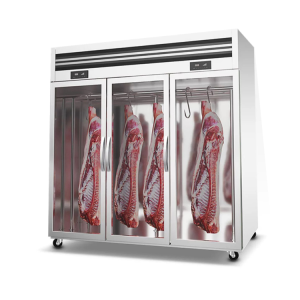 3 Door Hanging Meat Cabinet Commercial Upright Beef Lamb Preservation Cabinet Fresh Meat Display Refrigerator Supermarket Refrigeration Freezer