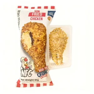 3D Fried Chicken Leg Shape Vanilla Ice Cream with Crispy Biscuit Crumbs Chocolate Stick HALAL Certified Bag Packaging