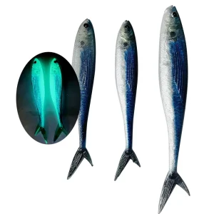 3D Live Fish Painting Lure 12.5CM 16CM 19CM Luminous Soft Fishing Bait Scissor Tail Fish for Tuna Bass Sea Fishing