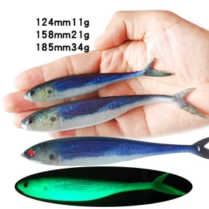 3D Shear Tailfish 124 158 185mm Soft Bait Fork Tailfish Simulation Tuna South Oil Sea Fishing Lure