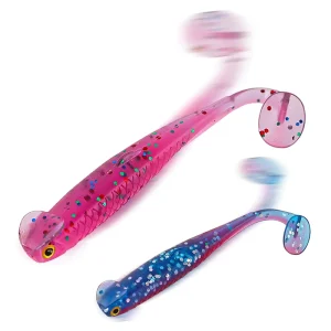 6cm 1.3g Bionic T Tail Worm Lure Glow Paddle Tail Printed Plastic Artificial Soft Bait For Carp River Lake Stream Fishing