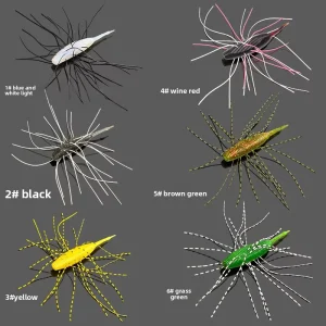 9cm 8g PVC Submerged Flying Pupa Caterpillar Multi Antennae Bee Pupa Artificial Soft Fish Bait Black Salt Far Cast