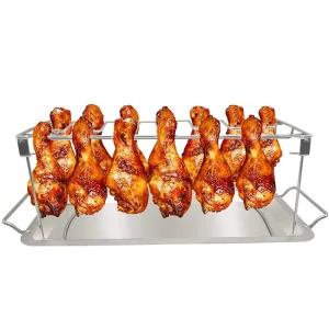 BBQ Beef Chicken Leg Wing Grill Rack Food Grade Stainless Steel 14-Slot Heat Resistant Drumsticks Holder Oven Roaster Stand