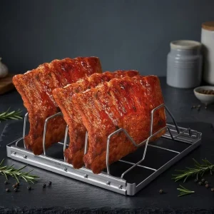BBQ Camping Stainless Steel Folding Grill Rack for Beef Ribs Grilling Grill for Beef and Lamb Ribs Outdoor Grill Rack