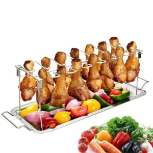 BBQ Drumsticks Folding Roasting Rack Stainless Steel Chicken Leg Wing Grill Rack Roaster Stand