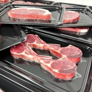 Black High end Products Lamb Chops Beef Steaks Disposable Plastic PP Tray Catering Box Frozen Other Food Container Keep Fresh