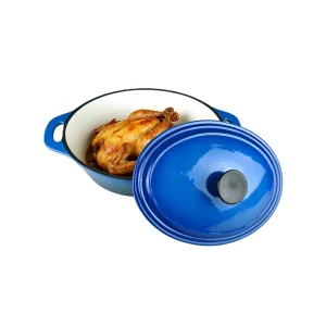 Bright Blue Enameled Cast Iron Dutch Oven with Lid Round Vitreous Enamel Cast Iron Casserole Pot