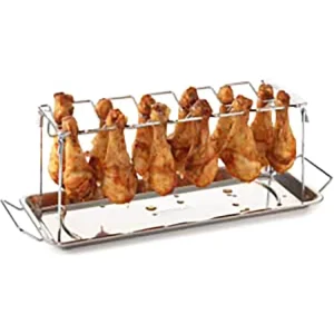 Chicken Roaster Tray BBQ Holder Chicken Leg Wing Rack BBQ Roaster Stand with Drip Tray for Chicken