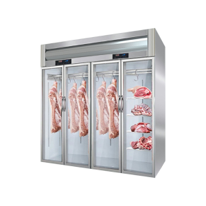 Commercial Meat Display Cabinet Beef Lamb Pork Chops Aged and Ripened Freshness Preservation Refrigerated Display Cabinet Vertical Fresh Meat Freezer