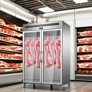 Commercial Meat Vertical Double Glass Door Hanging Warehouse Fresh Meat Refrigerator
