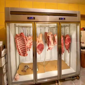 Commercial Refrigeration Equipment Hanging Meat Display Fridge Freezer for Supermarkets and Butcher Shops