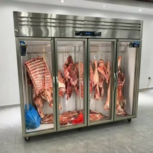 Commercial Vertical Hanging Meat Cabinet Single/Double/Triple Door Stainless Steel Frost Free Meat Aging Display Chiller Freezer