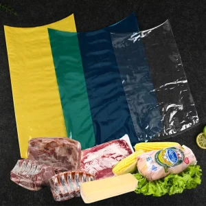 Custom Colored Soft Food Grade PA PE Shrink Films Roll Glossy Plastic Wrap Bags for Fresh Meat Beef Poultry Cheese Seafood