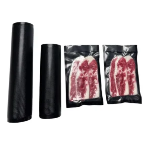 Custom Food Grade Fresh Household Embossed Side Black Vacuum Sealer Bag Rolls for Beef Pork Chickens