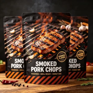 Custom Frozen Pork Chop Stand up Pouch Printed Logo Design Gravure Moisture Proof Zipper Top Seafood Meat Storage Bag