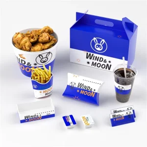 Custom Logo Disposable Burger Paper Fast Food Packaging Hamburger Fried Chicken Wing Packaging Boxes