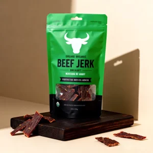 Custom Matte Black Beef Jerky Bag Smell Proof Pouch Foil Stand up Pouch Food Grade with Zipper Window Bag for Food