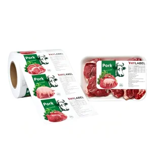 Custom Printed Beef Meat Packaging Waterproof Self Adhesive Roll Labels for Supermarket Raw Meat Tray