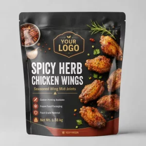 Custom Printed Frozen Chicken Wings Packaging Reclosable Zipper Food Grade Stand up Bag Stand up Pouch