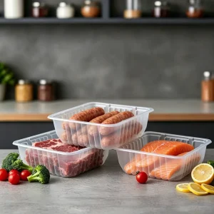Custom Recyclable Transparent Thick Supermarket PP Tray Beef Fresh Meat Fish Sausage Frozen Chicken Plastic AU Market