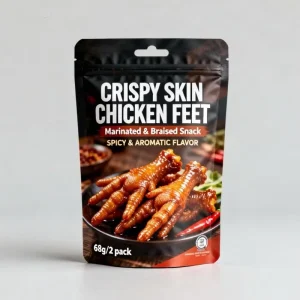 Custom Resealable Aluminum Mylar Zipper Bag Delicatessen Crispy Skin Chicken Feet Stand up Pouch Food Packaging with logo