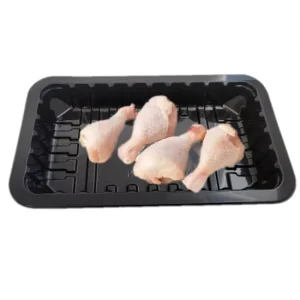 Customized Black Rectangular Fresh Chicken Meat PP Food Grade Plastic Disposable Roast Meat Packaging Trays