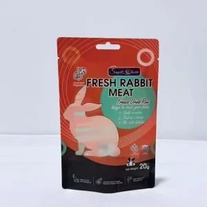 Customized logo Printing Pet Snack Packaging Bags Fresh Rabbit Food Three Side Sealed Transparent Window Standing Bags
