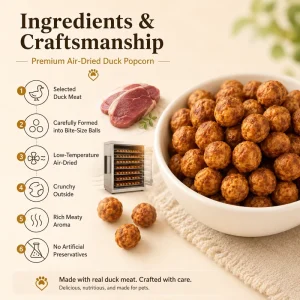 Delicious Dried Duck Popcorn Pet Treats Small Training Rewards Natural High Protein Dog Snacks Healthy Pet Bites