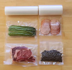 Disposable 30*40cm Food Grade Stock Packaging for Fresh Fruits Vegetables Sea Food Meat & Pork Embossed Vacuum Bag