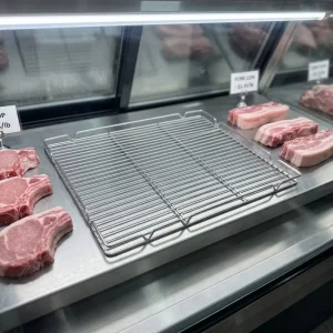 Durable Rust proof SS304 Stainless Steel Pork Display Rack Professional Meat Counter Grid for Fresh Market Butcher