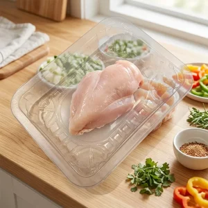 Eco Friendly PET PE Meat & Food Packaging Tray for Beef Chicken Noodles Freezer Safe Fresh Food Thermoforming Container