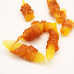 Factory Direct Chicken Wrap Fruit Cowhide Stick Chews Dog Snack