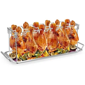 Factory-Direct Stainless Steel Uncoated Portable Folding Grill Basket Drip Pan Grill Rack for Outdoor