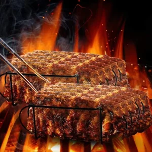 Factory Direct Wholesales Beef Ribs Rack Type Bbq Accessories Barbecue Used Grilling Rib Rack for Kamado Bbq Grill