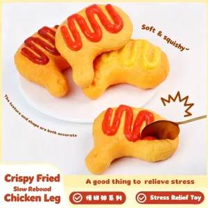 Factory High Quality PU Fried Chicken Drumstick Squishy Toy CS Wet Soft Slow Rebound Sensory Fidget 9.7cm 14+