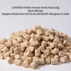 Freeze Dried Cat Staple Food Fel D1 D2 D4 D7 Allergens Reducer Duck Meat High Protein Grain Free Mix With Cat Food Private Label
