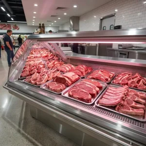 Fresh Meat Display Chiller Supermarket Butchery Refrigerated Counter for Deli and Fresh Meat