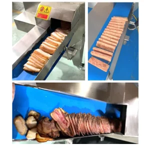 Fully Automatic Commercial 304 Food Grade Horizontal Cook Meat Slicer Conveyor Belt Cutting Restaurant Chicken Slicing Machine