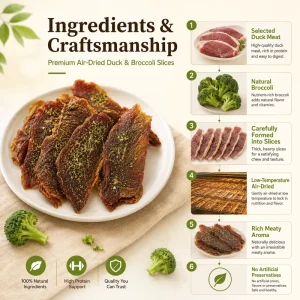 Healthy Dried Duck Broccoli for Dogs and Cats Natural High Protein Pet Treats Grain Free Training Snacks Bulk