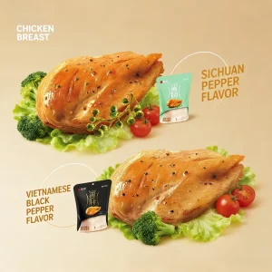 High Protein Fried Low Fat Spicy Chicken Breast Meat Snacks in Bag for Gym Fitness Dinners