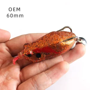 Hollow Body Topwater Snakehead Frogs 60mm Handmade Frog Fishing Lure with Spinner Sequin