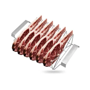 Indoor/Outdoor Stainless Steel Rib Roast Rack Gas BBQ Grill Waterproof Corrosion Resistant Chicken Meat Rib Rack Accessory