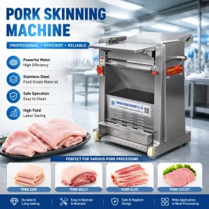 Industrial Pork Skinning Machine Stainless Steel Automatic Meat Skin Remover for Pork Belly Bacon Processing Plant