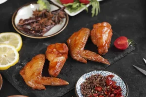 Japanese Cuisine with Spicy Roasted Chicken Wings