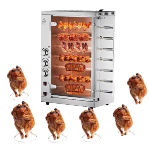Large Capacity Commercial Gas BBQ Grill Stainless Steel Rotary Rotisserie Oven with Timer Function for Restaurant Use