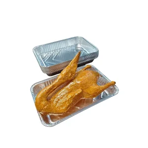 Large Heavy Duty Eco Friendly Rectangle Aluminum Foil Roasting Pan Disposable Oven Safe Tray for Whole Duck Chicken BBQ Catering